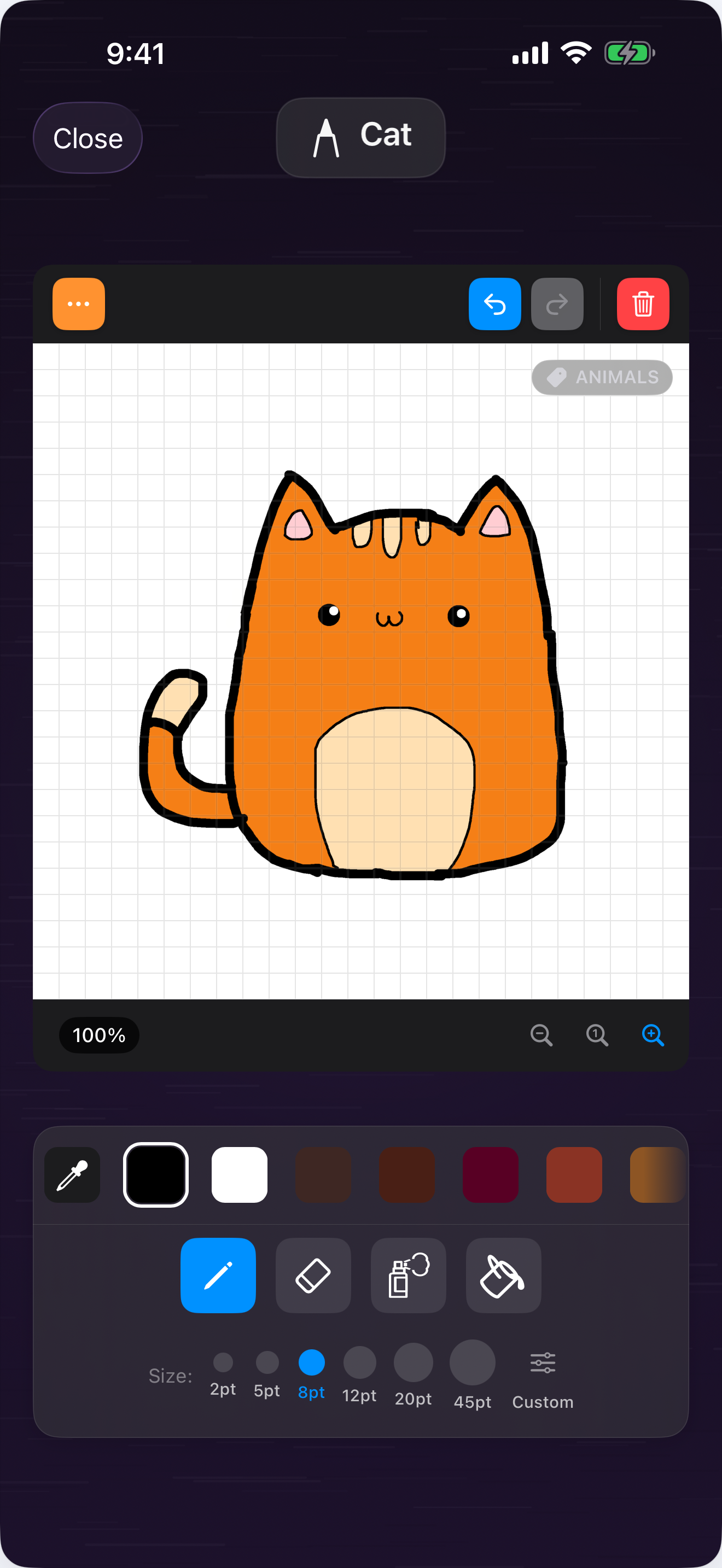 Drawing a cat in HankyDoodle
